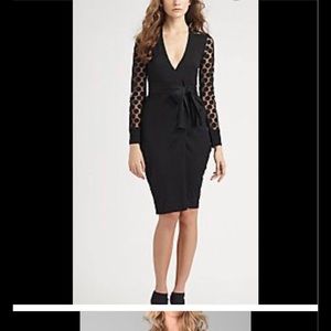 Diane Von Furstenberg Linda Wrap Dress Black Sz L
